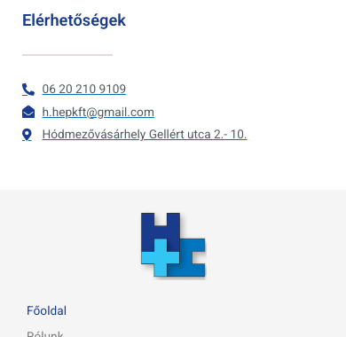 hhep.hu elerhetosegek blokk mobilon, az oldal aljan