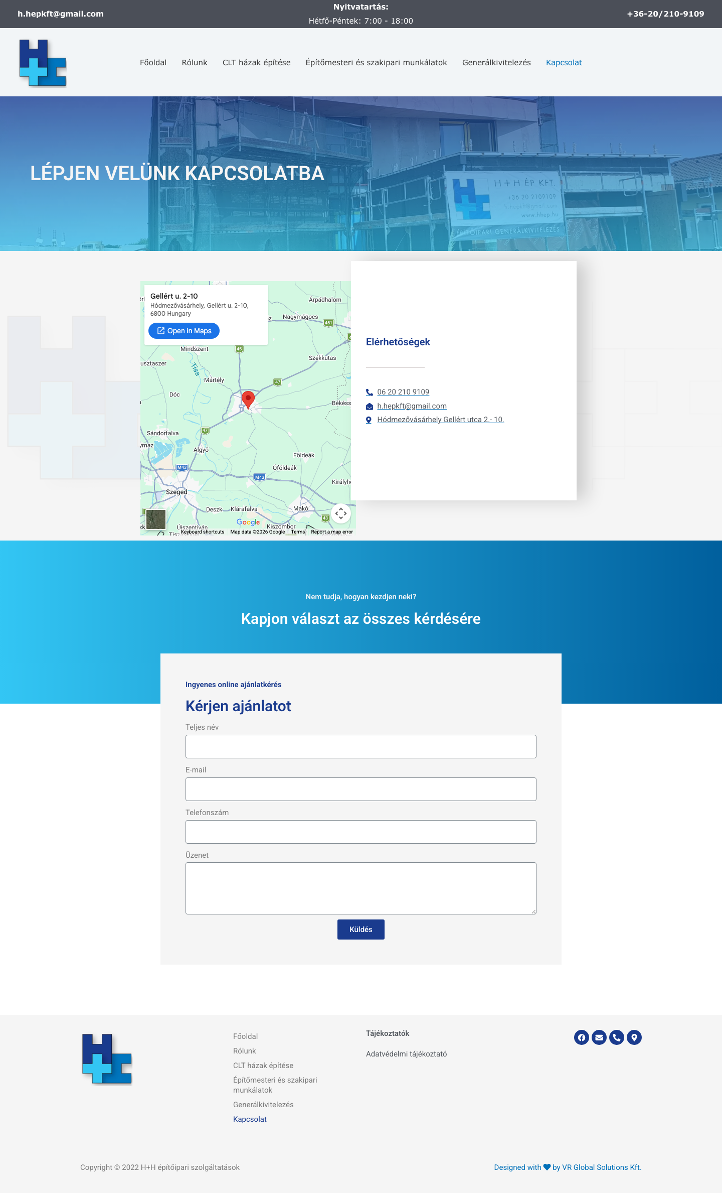 Az ajánlatkérő űrlap semmit nem kérdez a projektről